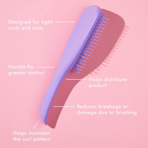 Naturally Curly Wet Detangler-hårborsten för 3C till 4C hår | Minskar frizz | Lila passion