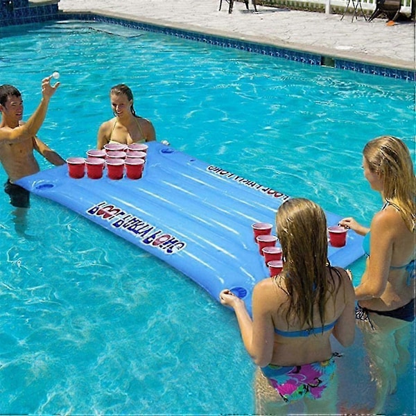 Oppustelig Pool Party Flydende Flåde Multifunktionel Øl Ping Pong Luftmadras Oppusteligt Øl Ping Pong Bord til Strand Swimmingpool Camping