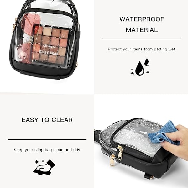Läpinäkyvä Sling Bag -laukku, Läpinäkyvä Vyölaukku Stadionhyväksytty Crossbody-laukku Naisten Kestävä Läpinäkyvä Rintalaukku Säädettävällä Hihnalla