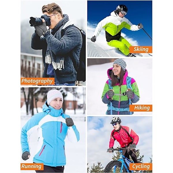 Dame Fingerløse Handsker Vinter Termiske Handsker, Vanter Flip Strikket Handsker Sport Varme og Vindtætte Handsker til Ski Cykling