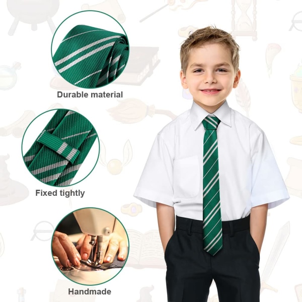 Wizard skolslips, Wizard randig slips för festdräkt, skoluniformsslipsar för pojkar och flickor, Cosplay slips