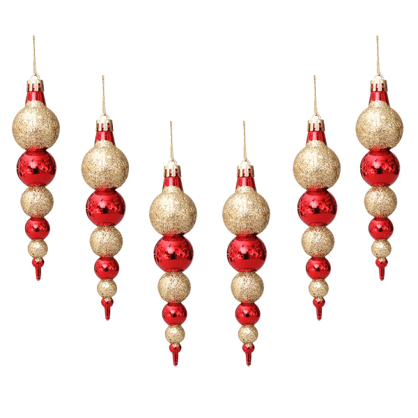 6 stykker julekuler Lange ornamentkuler