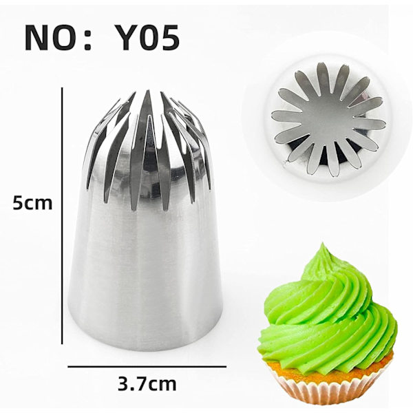 Oversize Roser i Rustfritt Stål - Sprøyteposer og Dysesett - 6 stk Blomsterformede Frosting Dyser