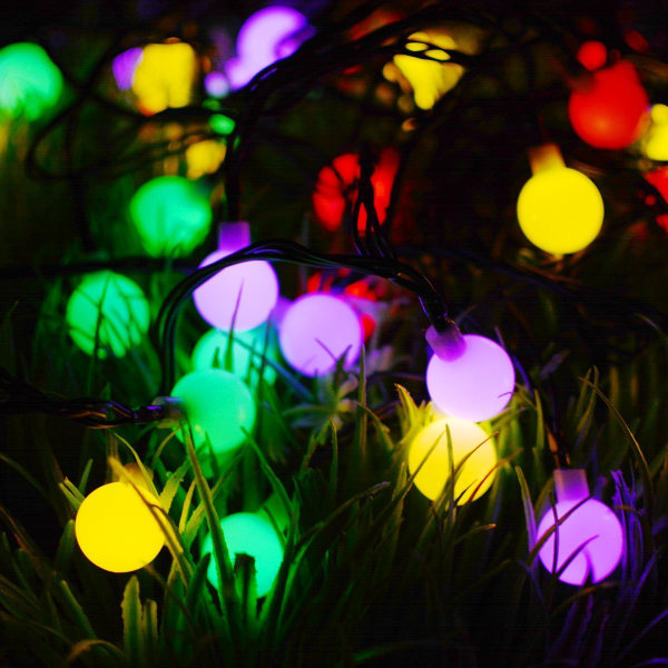 Solcelledrevne Fe-lyskæder Multicolor 100 LED Kugle 55 Fod Lyskæder