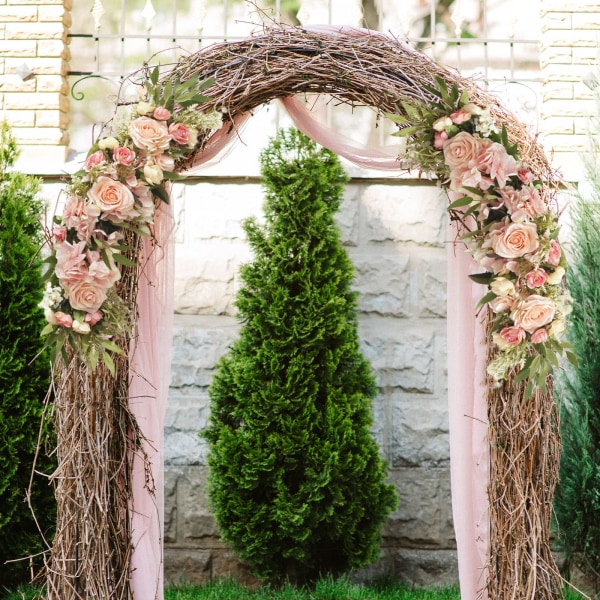 Bröllopsbåge Blommor Konstgjorda Rosor Girlang Dekorativ Blomstergirlang för Överliggare Rosenkrans Dörr Fönster Hemfest Rosa 65x16cm