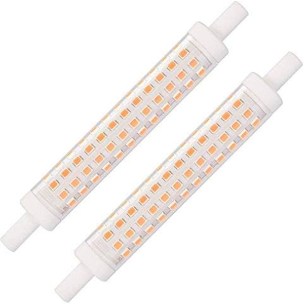 R7S LED 118mm 10W R7s Lineær LED-pære Varm Hvid 3000K Pakke med 2
