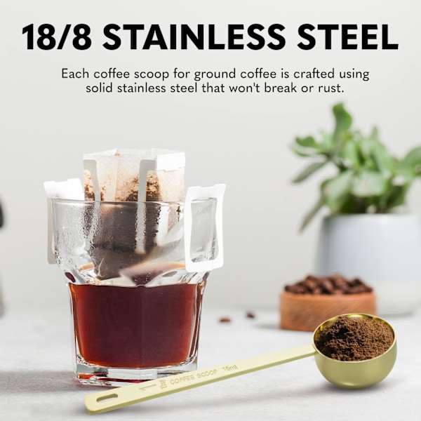 Mätningsskedar i rostfritt stål för kaffe - Mätningsskedar för malet kaffe, espresso, te, socker och mjölkpulver (2 storlekar)
