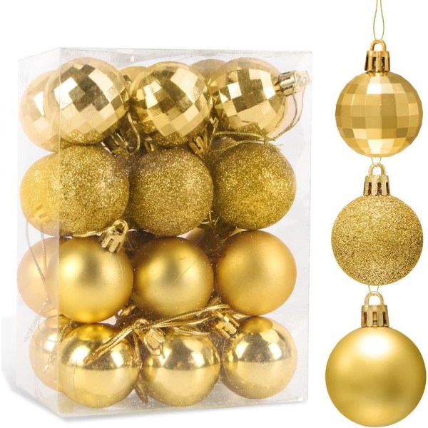 Guldjulkulor, julgransdekor，Plast Ø 4 CM 24st