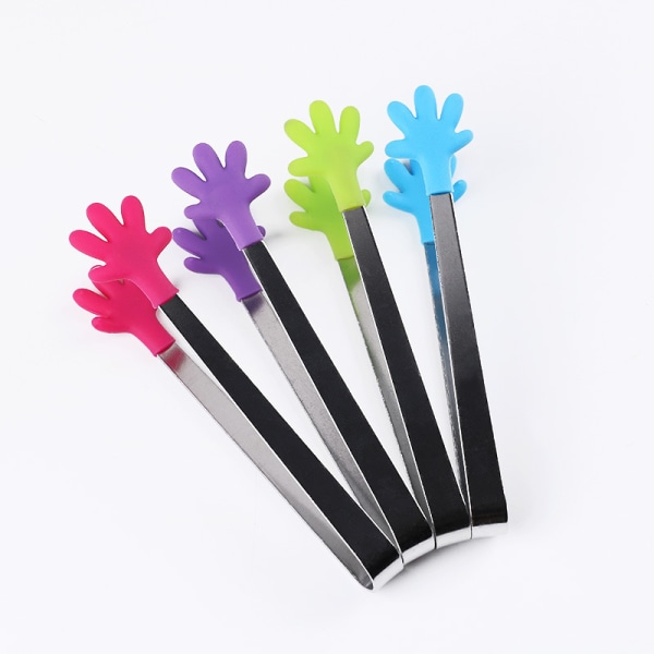 4 PCS Mini Tongs/Ice Tongs with Silicone Hand Shape Tongs