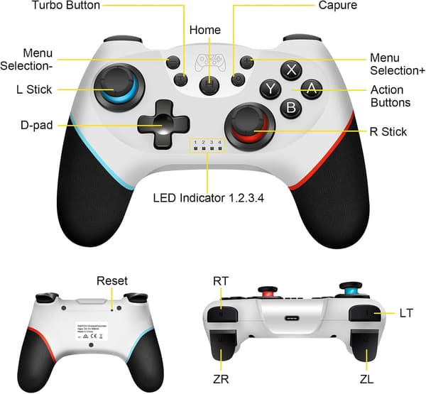 Kontroller for Switch, Trådløs Pro Kontroller for Switch/Switch Lite, Switch Gamepad Joystick Fjernkontroll