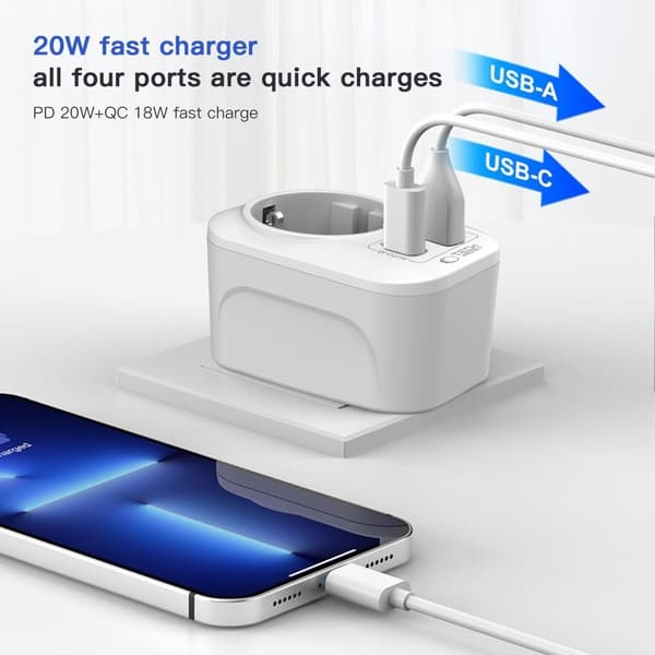 Tech-Protect Reseadapter USA Till EU Vit 100