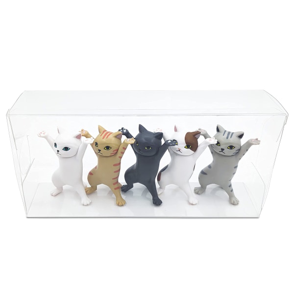 Dansende katter pennholder, kreative kiste dansere for skrivebord eller hjemmedekorasjon ornamenter småting oppbevaring søte arbeids katter 5PCS