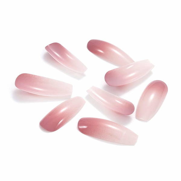 Lange Falske Negle Pink Hvid Gradient Tryk på Negle Akryl Negle