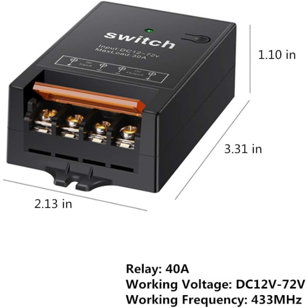 Trådlös fjärrkontrollswitch (12V-72V, svart)