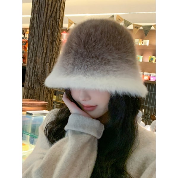 Dame Vinter Blød Faux Pels Fluffy Beanie Hue Bredskygget Fiskerhat Varm Vinter Pels Hue til Piger Brown