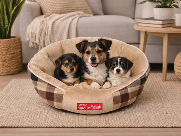 Hundeseng blød fluffy lille medium Beige beige