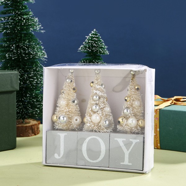 3 stk Bordplade juletræ træ Joy kunstig mini (grå)