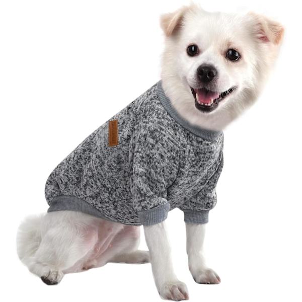 Hunde- og katteklæder til efterår og vinter, to-benede tøjforsyninger, uld, lille og mellemstor hundetrøje, elastisk, blød (grå, XL)