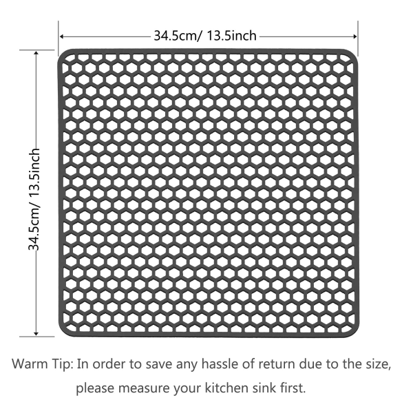 Silikon vaskebeskyttelsesmatte, 34 cm x 34 cm (grå)