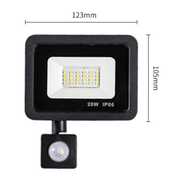20W LED-strålkastare med rörelsesensor, 24 LED 6500K