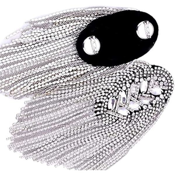 2 stk. Rhinestone Kvast Skulder Epaulette Broschenåle (Sølv)