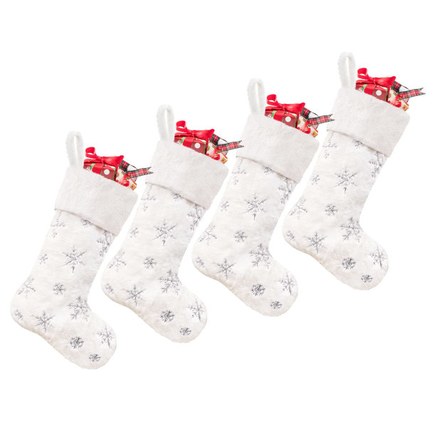 4 pakke hvite julestrømper