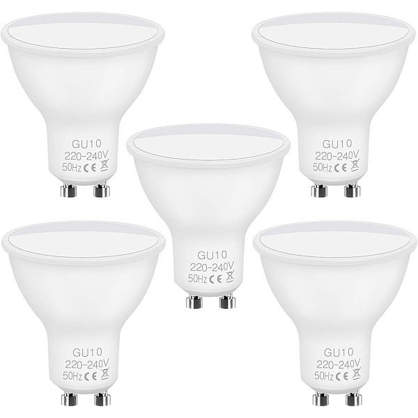 GU10 LED-lampor, 5 st GU10 LED 5W, 220-240V, Kallt vitt 6500K