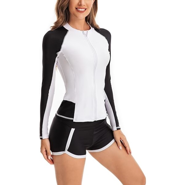Kvinnors Surfdräkt Atletisk Badkläder Rash Guard Långärmad,S