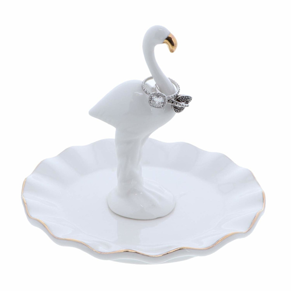 Stor figurin ringhållare smyckeskrin bricka-Flamingo