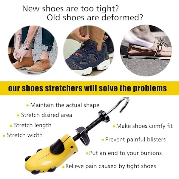 Skosträckare för kvinnor och män, 4-vägs skobreddare damskostretcher instep expandrar stretch längd bredd höjd med 8 liktornpluggar och 2 höjdkuddar