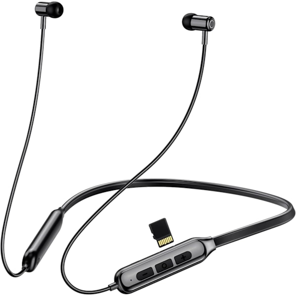 Bluetooth 5.0 urheilukuulokkeet, tukevat TF-korttia, IPX5, kevyet, langattomat mikrofonilla, niskapannalla, magneettiset