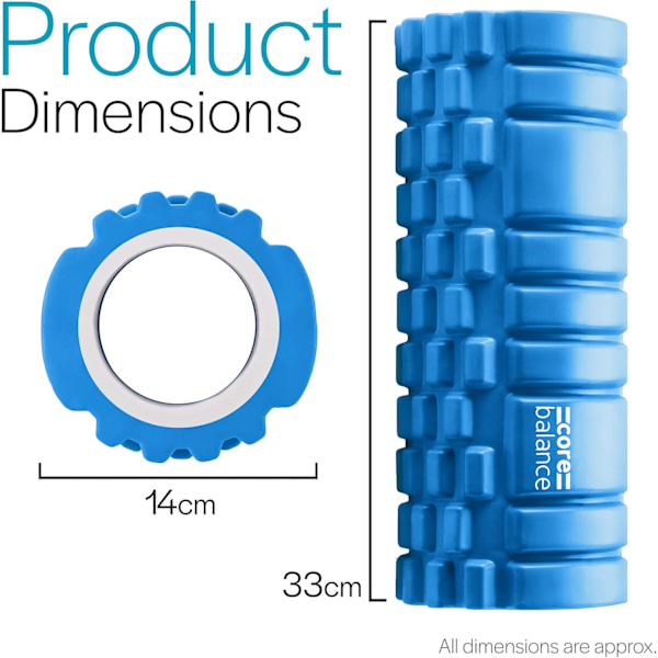 Core Balance Foam Roller for dypvevsmassasje, Trigger Point Grid Sports Massasjeapparat, Fitness Gym Physio (Blå)