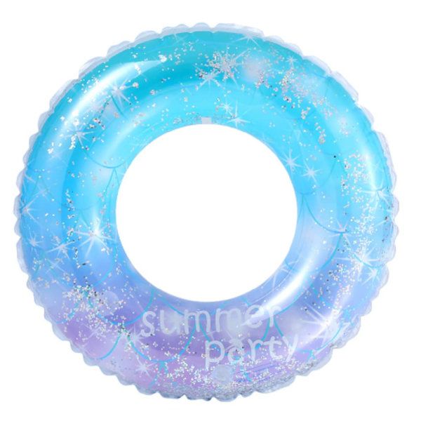 Swimming Ring, Transparent Floating Swimming Ring with Sequin, Inflatable Swimming Ring Tube for Children Swimming Pool Water Sports