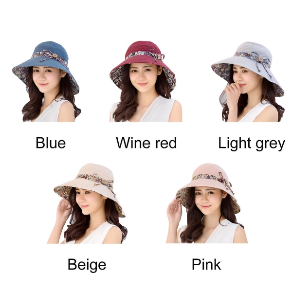 Women Ladies Summer Wide Brim Foldable Sun Hat Anti-UV Beach Visor Caps Hats