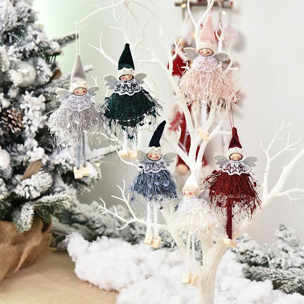 6 stk juledukkehengende ornamenter juletre (6 farger)