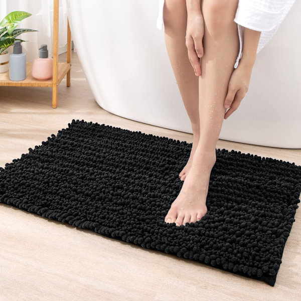 Badematte 50 x 80 cm, Sklisikker Badematte, Absorberende og Myk Chenille Badeteppe, Maskinvaskbar