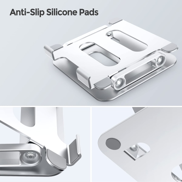 Nettbrettstativholder for skrivebordsjusterbart sammenleggbart bordstativ i aluminium E-Reader Sølv