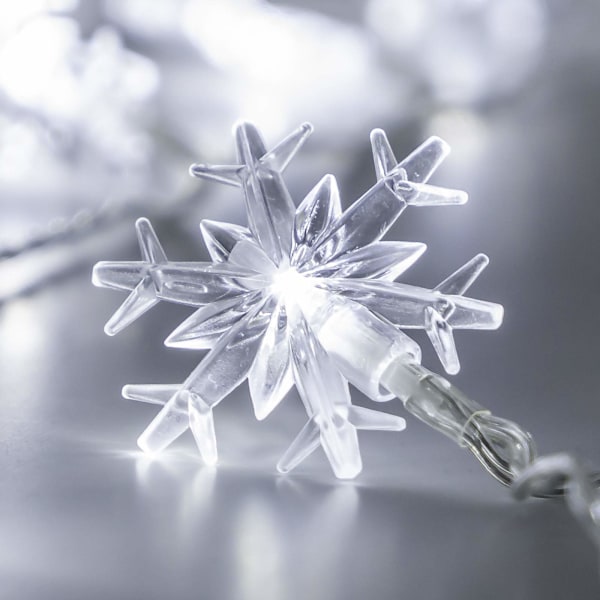 LED Vit Snöflinga Batteridriven Inomhus Ljusslinga Juldekoration Träd (40 LED)