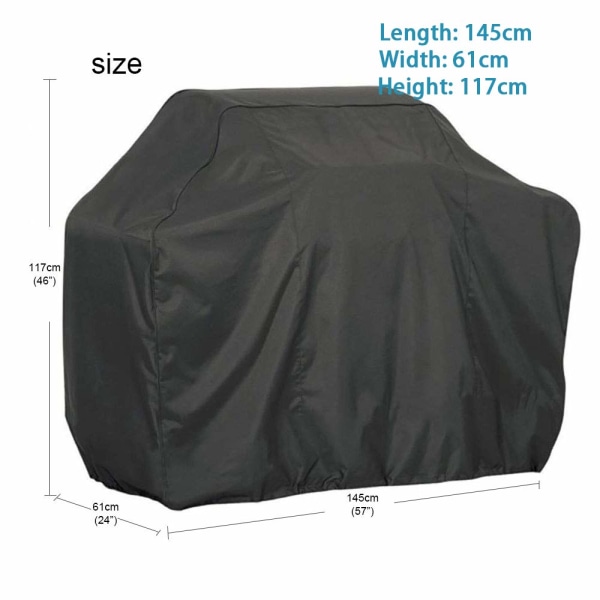 BBQ Grill Cover Støv- og vindafvisende Anti-UV Sort 145x61x117cm