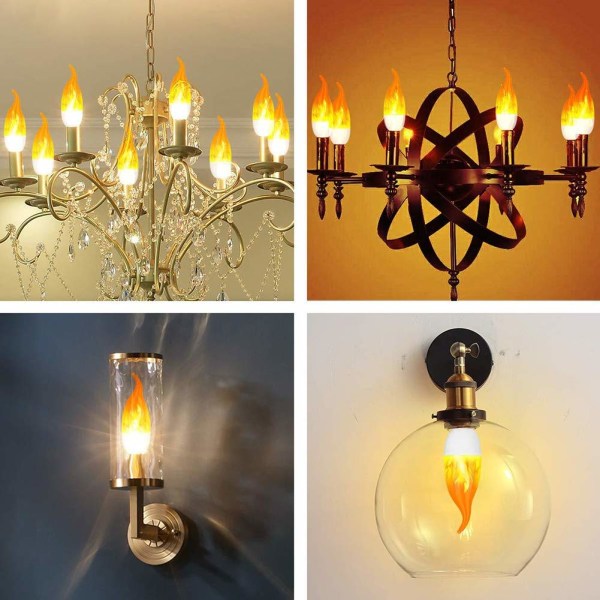 2 stk. Flammepære LED Flamme Twinkle Effekt,E14