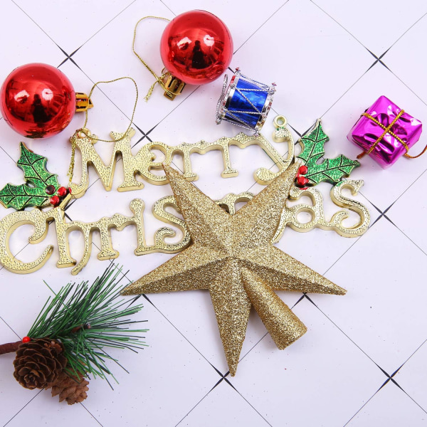 Glitter julgranstopper Splittersäker julgransdekoration trädtopp för julprydnad eller heminredning