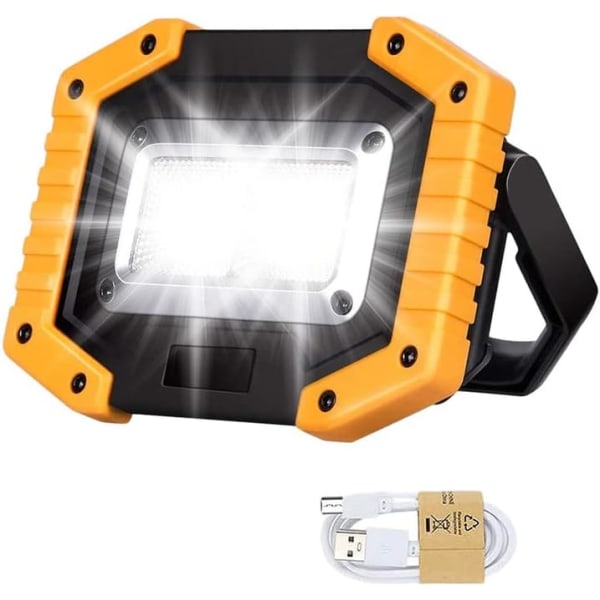 30W LED Arbetslampa COB Floodlight Super Ljusstark 2000LM Bärbar Utomhus Batteri Säkerhetslampa USB Vattentät
