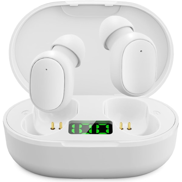 Trådløse ørepropper, Bluetooth 5.3 In-Ear Hodetelefoner, Stereo Lyd, En-Trykkstyring, Enkel Paring, 30 Timer Spilletid, LED-Skjerm