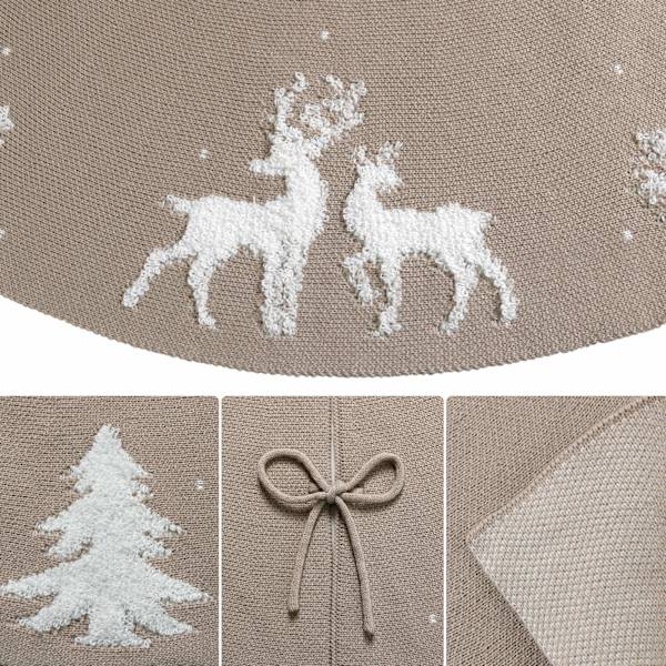 Juletræsskørt, kabelstrik strikket (48 tommer/122 cm, beige)