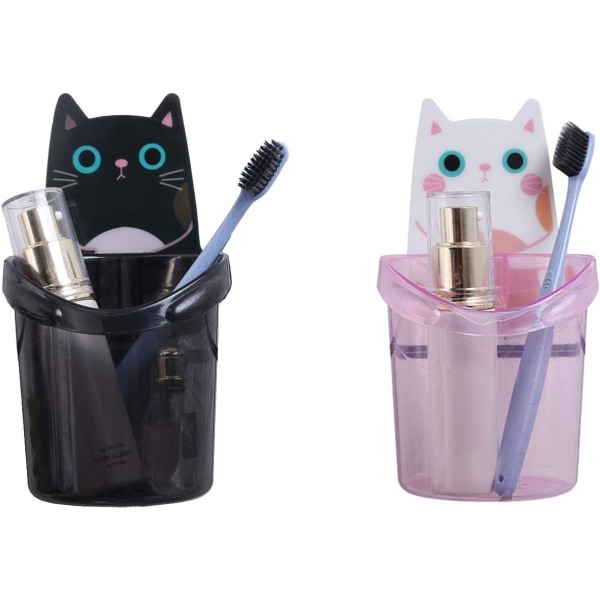 Cartoon Cat Shape Tandbørsteholder opbevaringsstativ (2 stk)