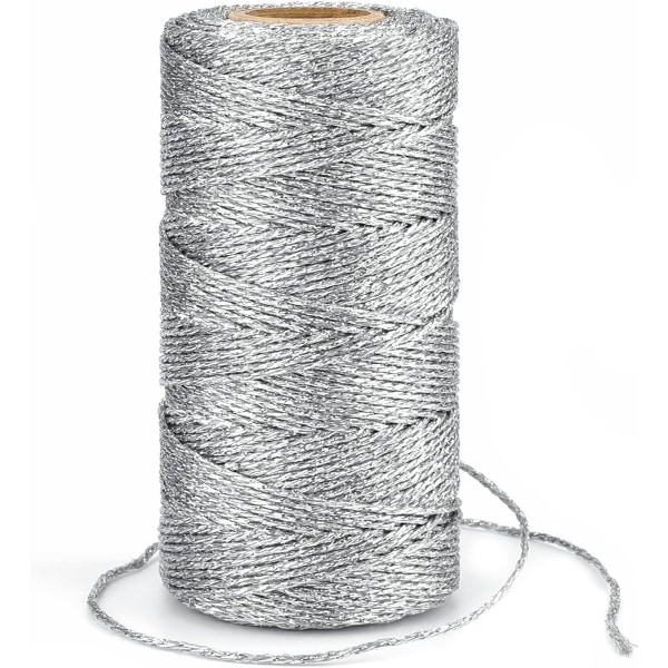 100 M koristeellinen metallinauha - 1,5 mm:n hopeanvärinen lanka tee-se-itse-askartelulahjojen käärimiseen ja häätarjouksiin