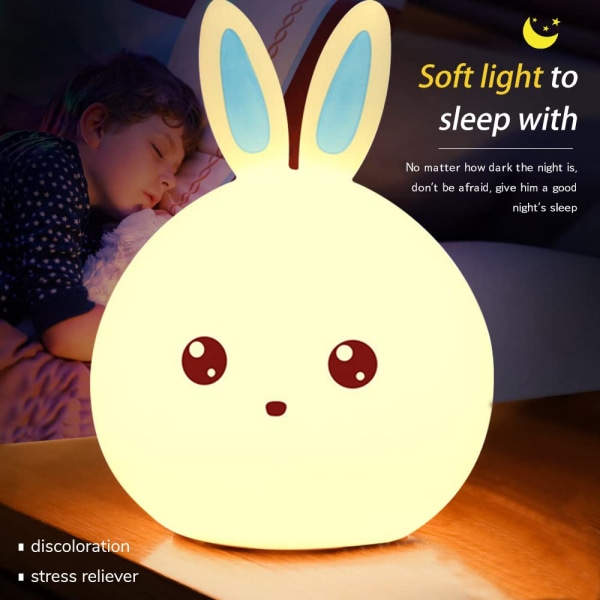 Baby Rabbit Night Light, Uppladdningsbar USB Nattlampa