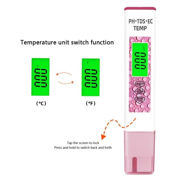 4-i-1 Vandkvalitetstest PH TDS EC TEMP Testpen White white