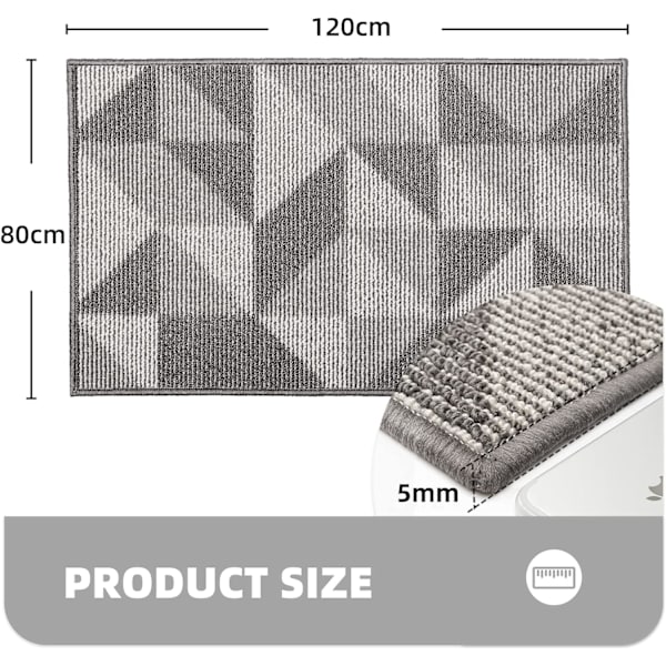 Inomhusdörrmattor, Tvättsbart Smutsfångande Matta för Framdörr, Inomhus Entrématta, Inomhus Dörrmatta för Entré, Inomhus och Utomhus Användning (80 x 120 cm)