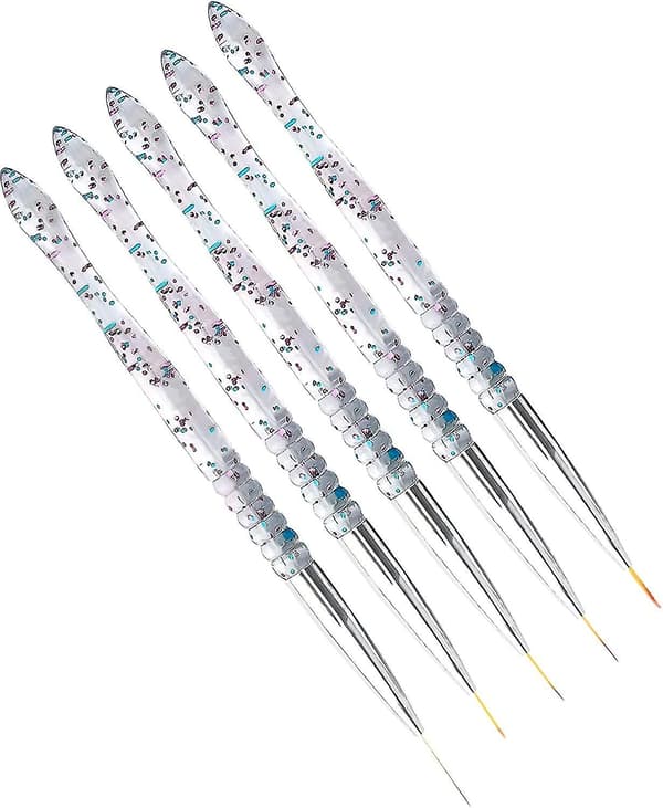 5 st 7/9/11/15/20 mm nagelborstset, borste i nylon för DIY-design